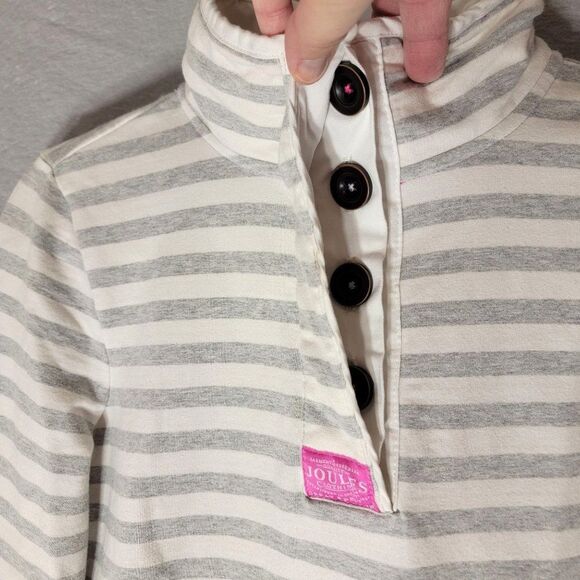 Joules Cowdray Sweatshirt Womens 6 Pullover Pink White Striped Mock Neck Barbie - Picture 5 of 12